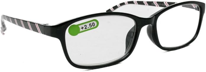 Daiso Square Stripe Reading Glasses +2.5 Magnification - Black - Image 3